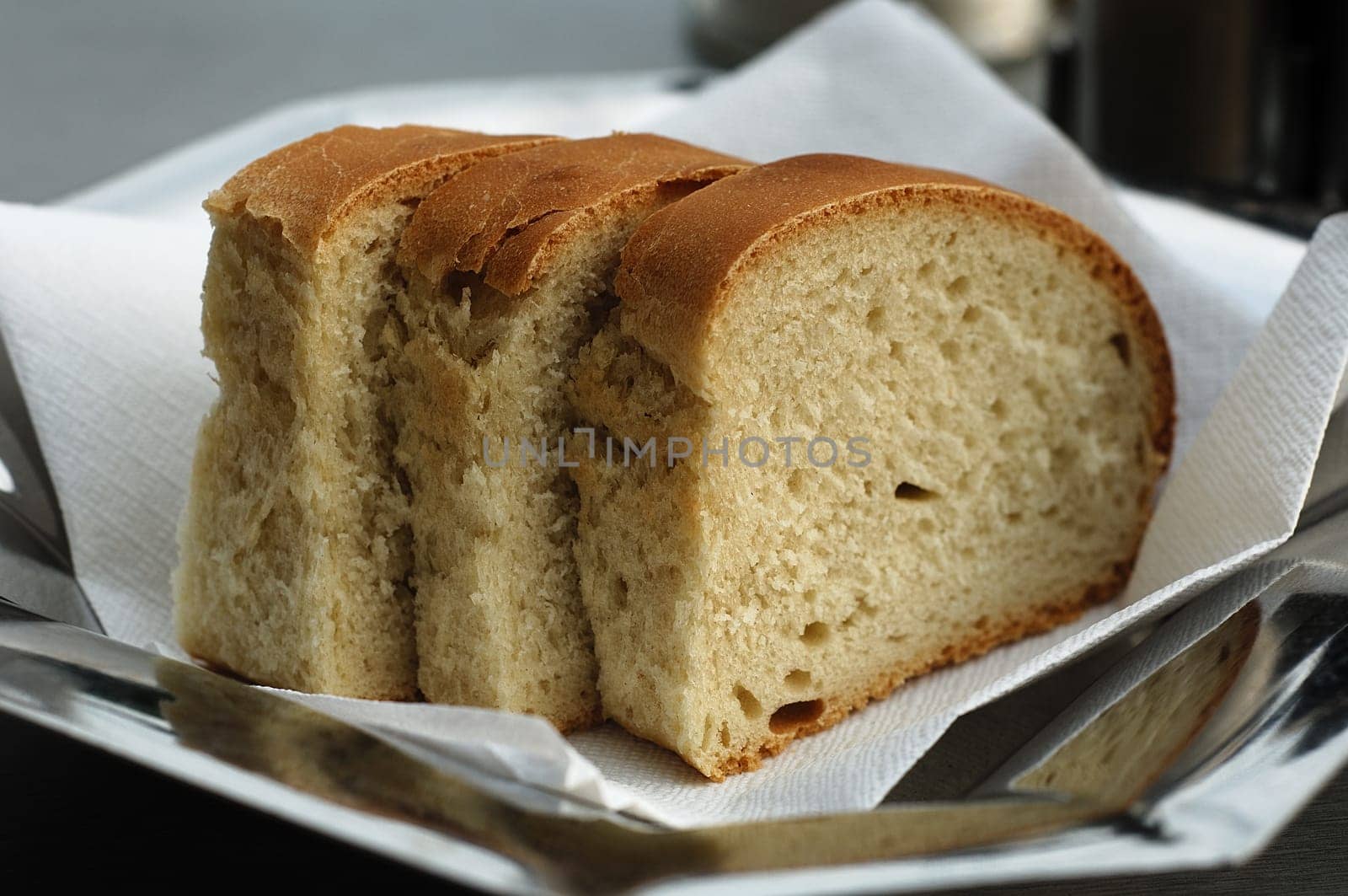 Slices of white bread as a side dish