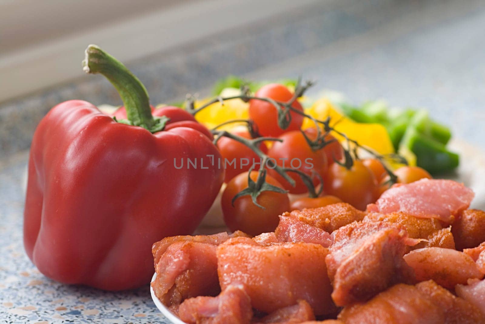 Ingredients for making shish kebab skewers