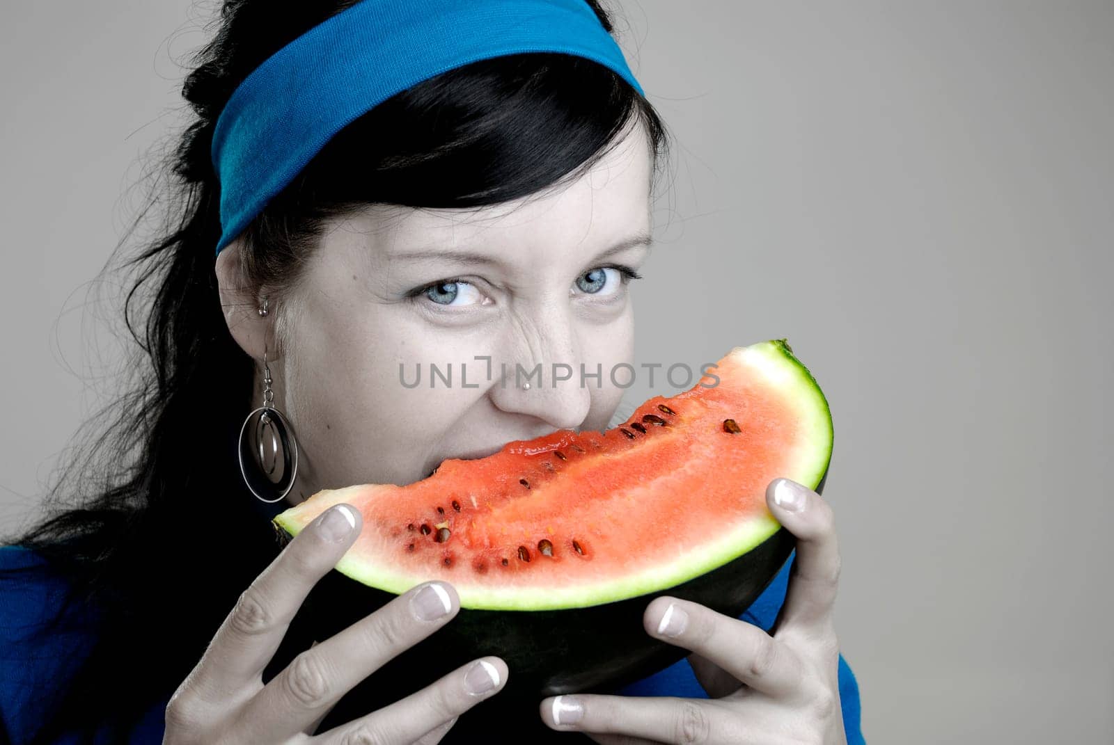 Woman with melon