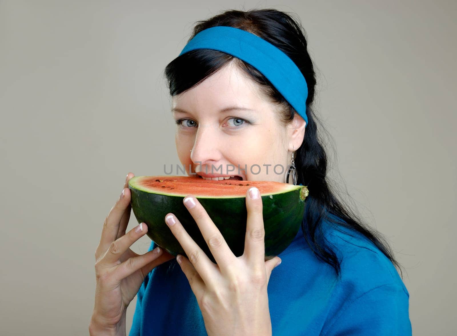 Woman with melon