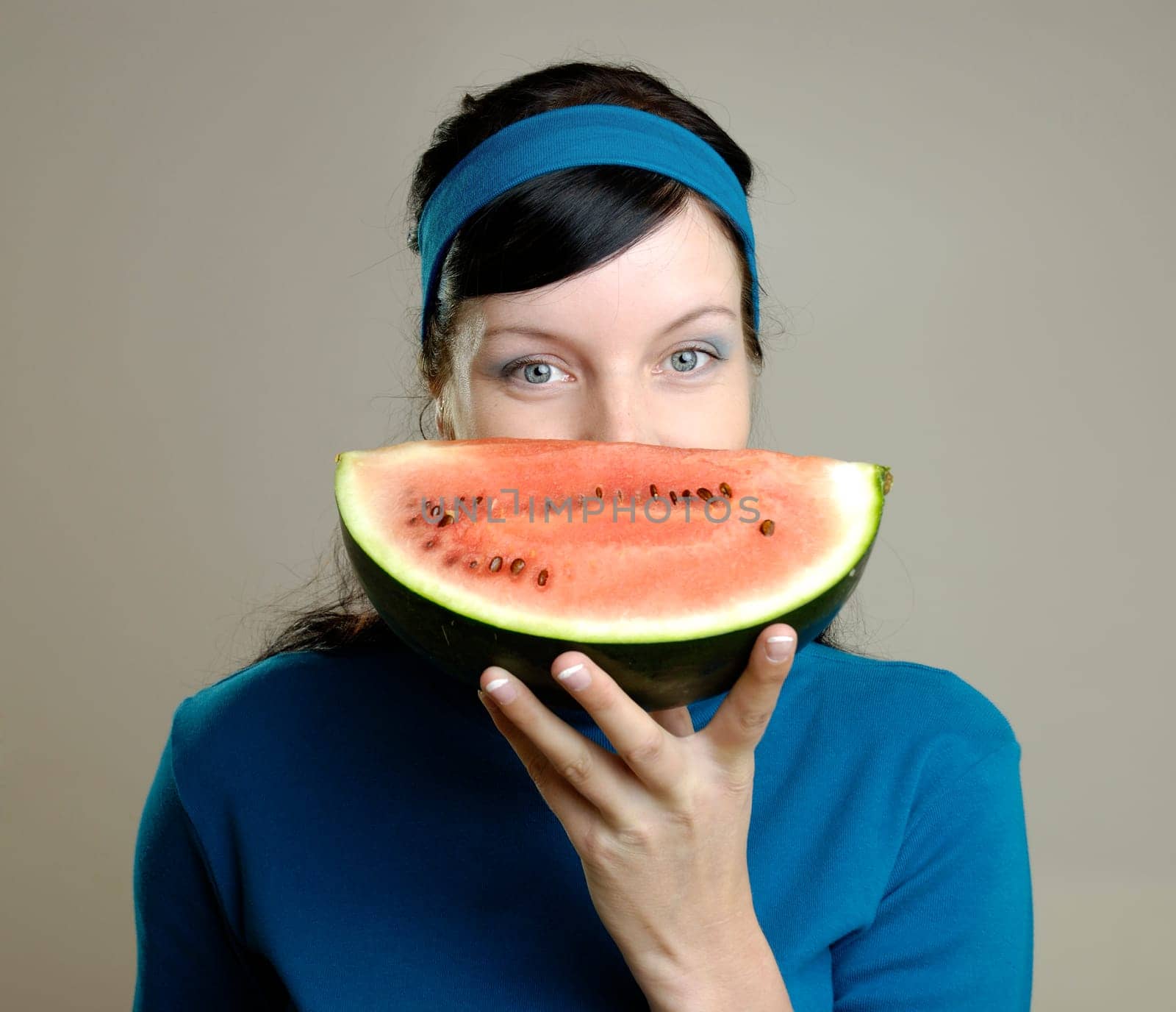 Woman with melon