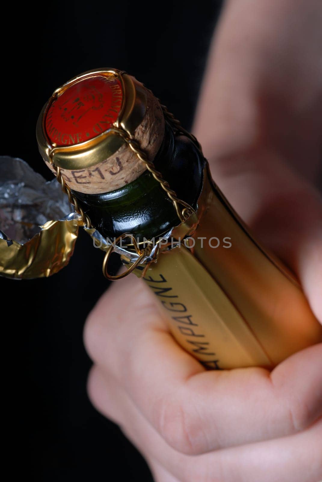 Open champagne bottle