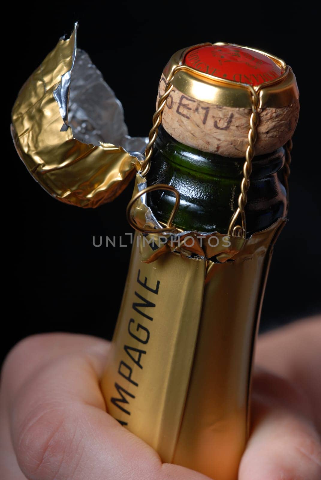 Open champagne bottle