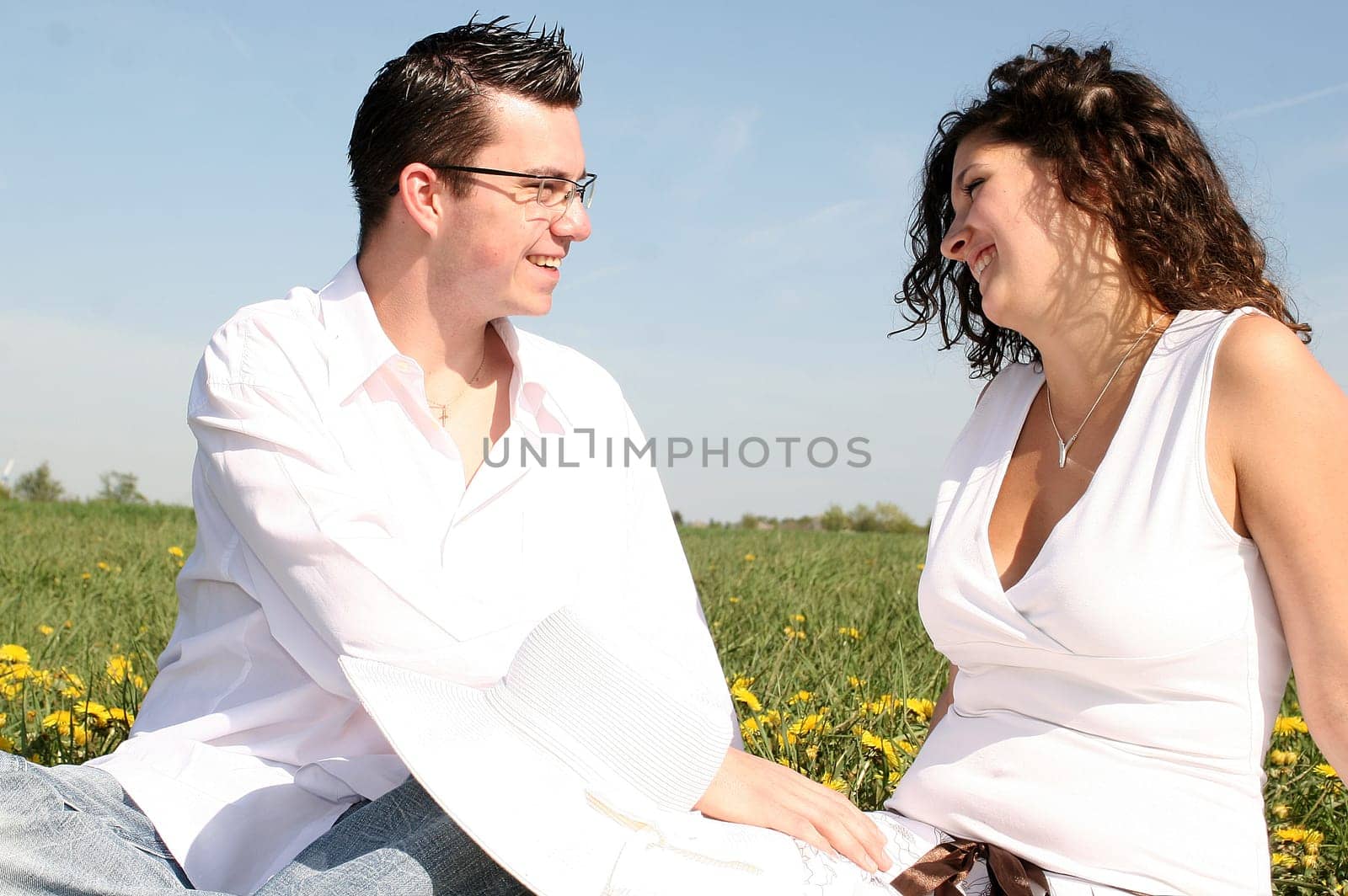 A flirt on the spring meadow