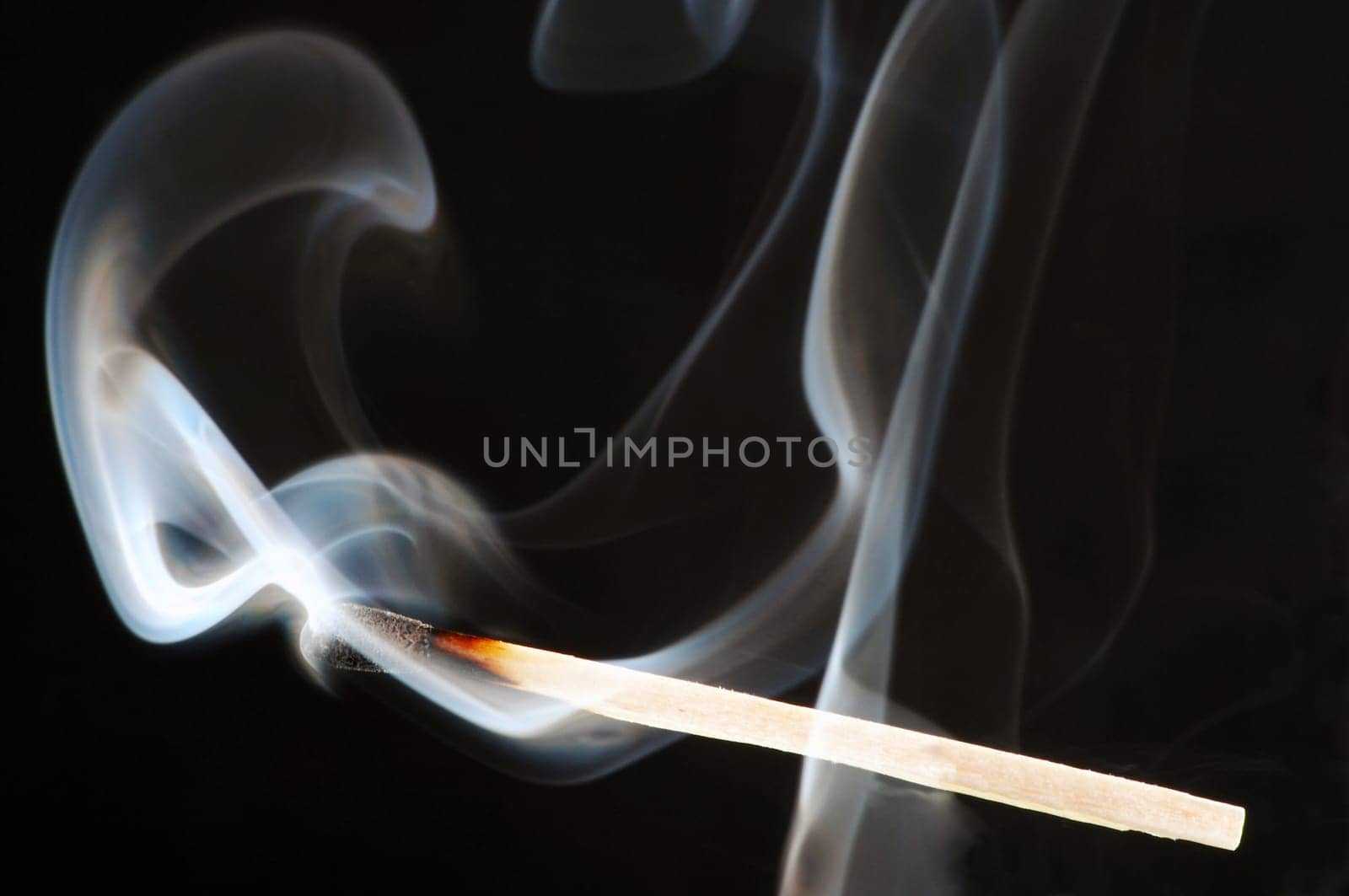 Match that has just gone out against a black background