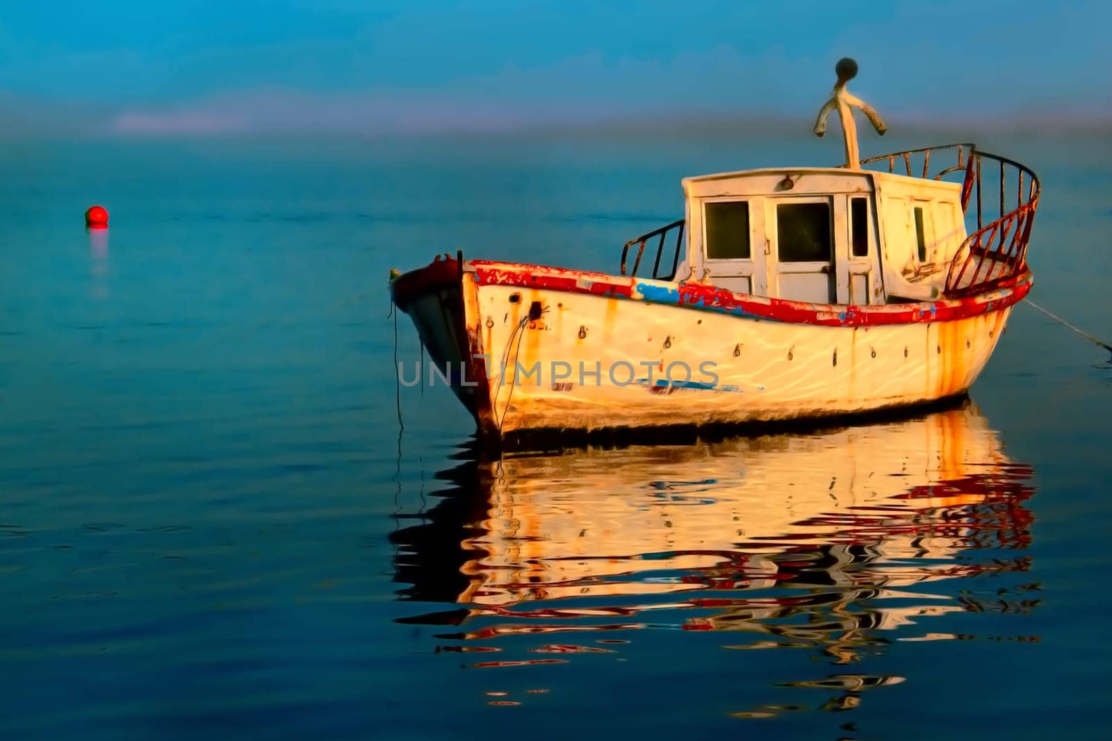 Again my ugly boat,this time wide-format.... Because it shines so beautifully and is reflected.... I promise the last time.
