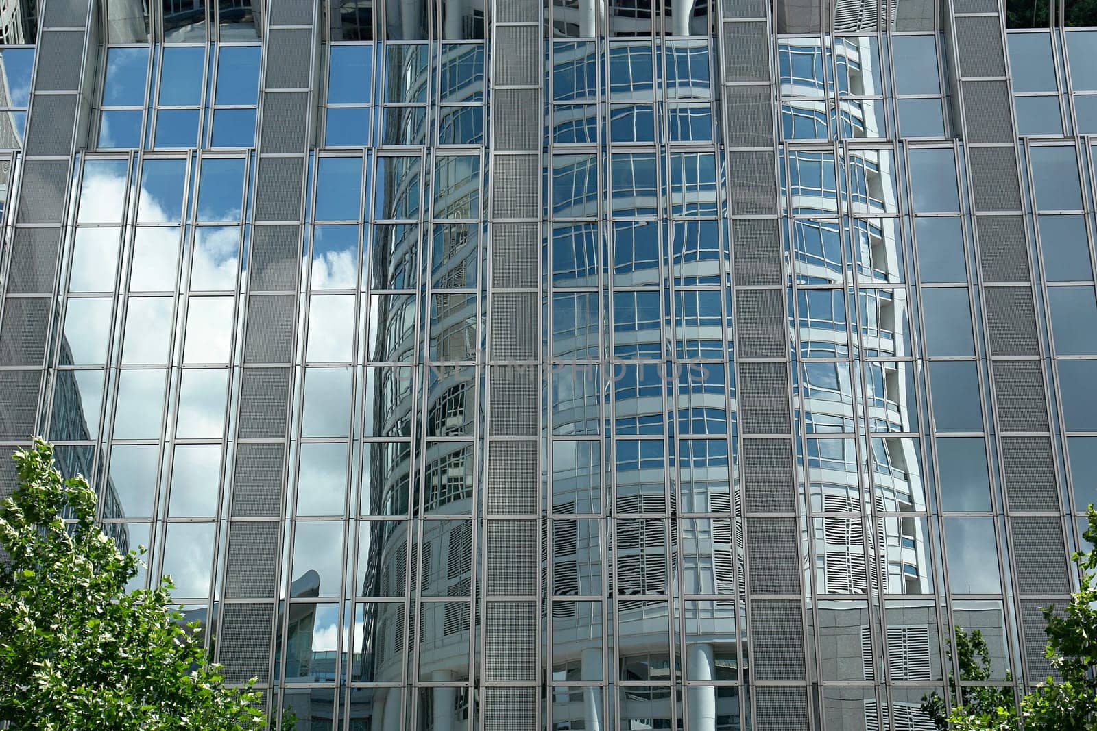 Glass façade with reflection