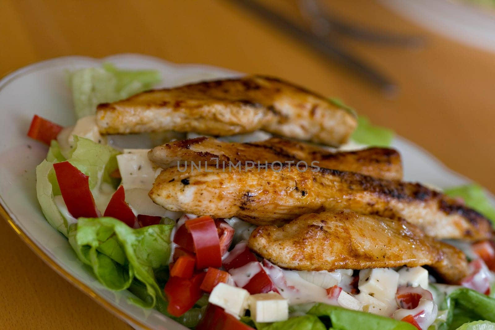 Salad plate with turkey strips