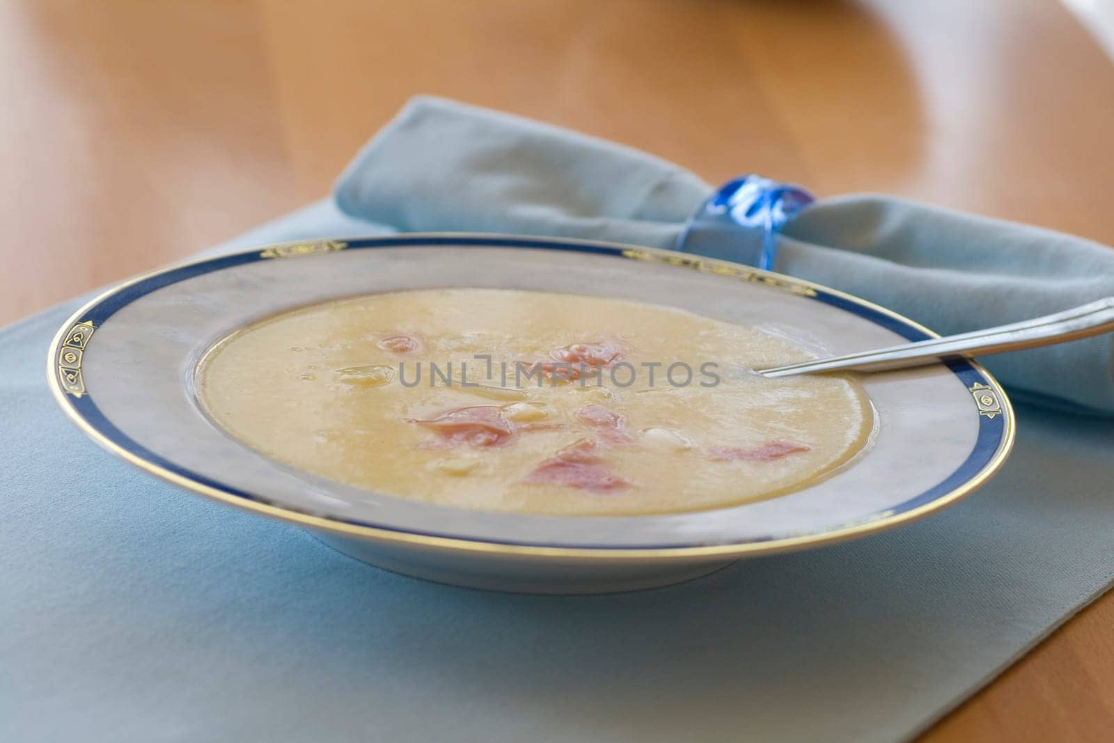 Cream of asparagus soup in plate