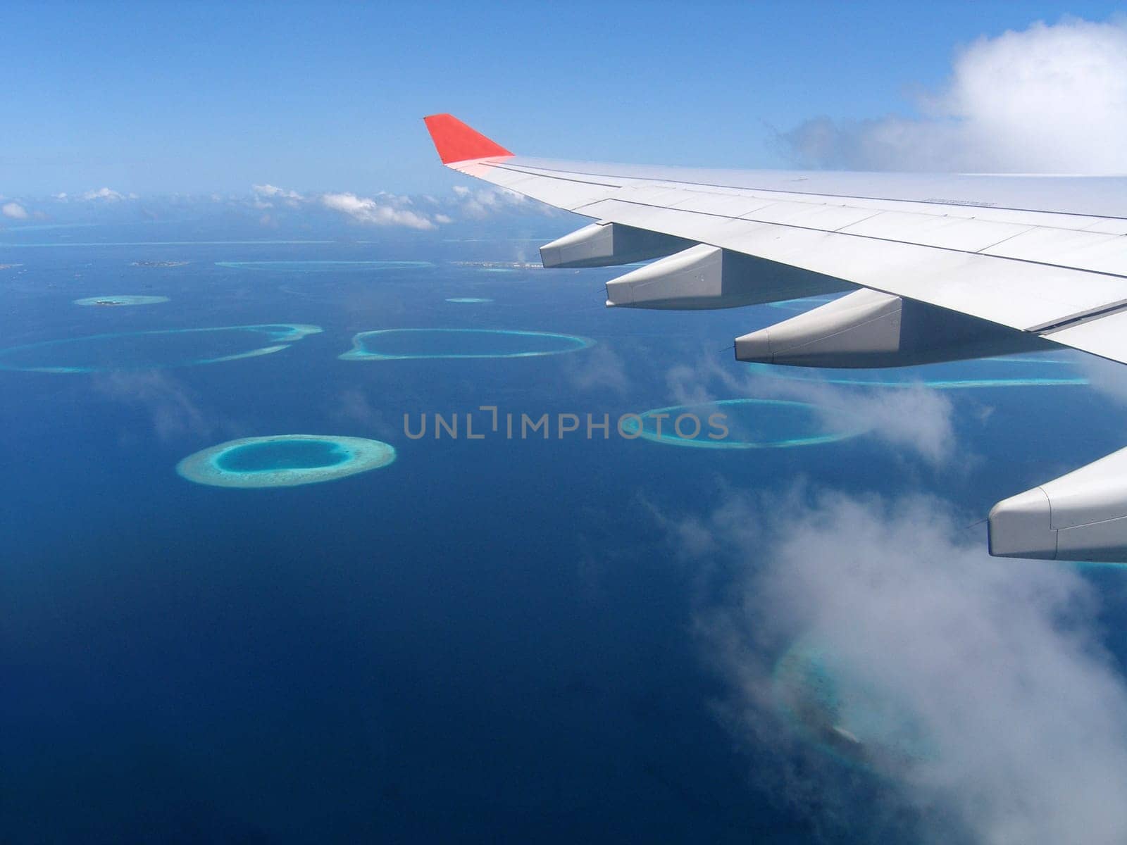 Landing approach to the island of Hulule in the Maldives.