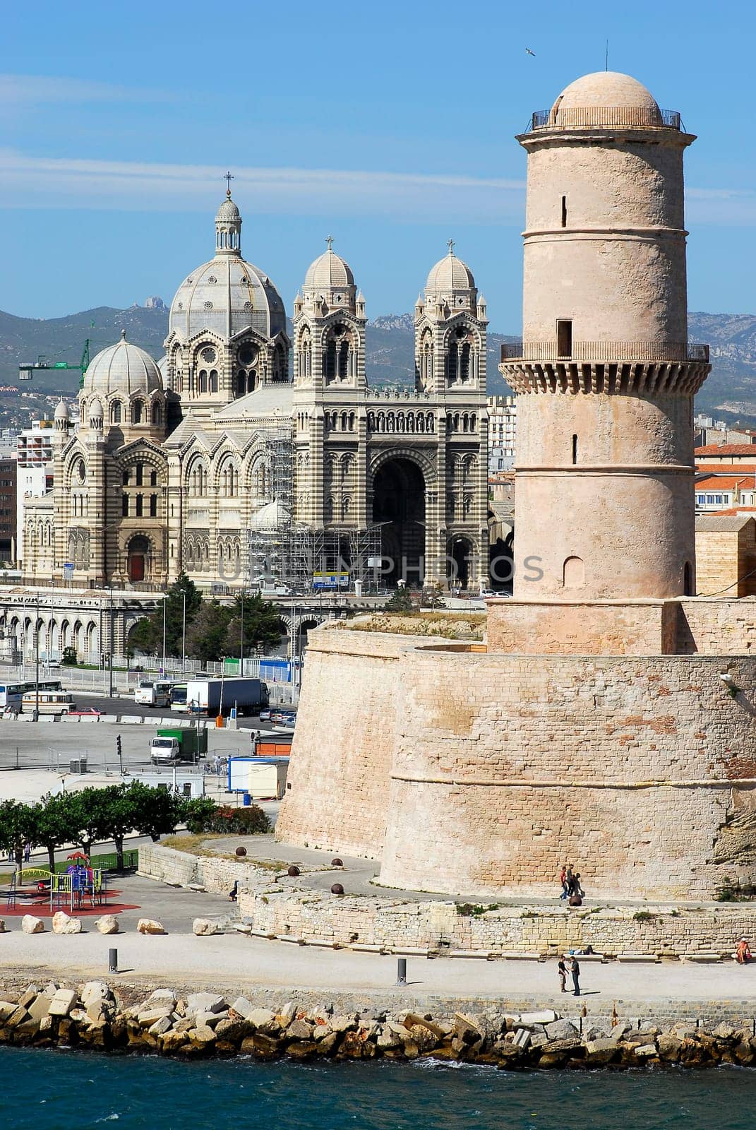... View of the Major Cathedral and Fort Saint Jean...