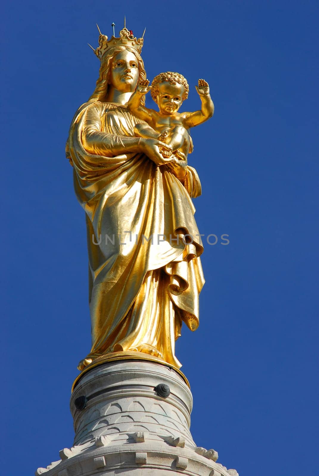 ... this statue of the Virgin Mary,which stands on the Notre Dame de la Garde in Marseille,is almost 10m high...