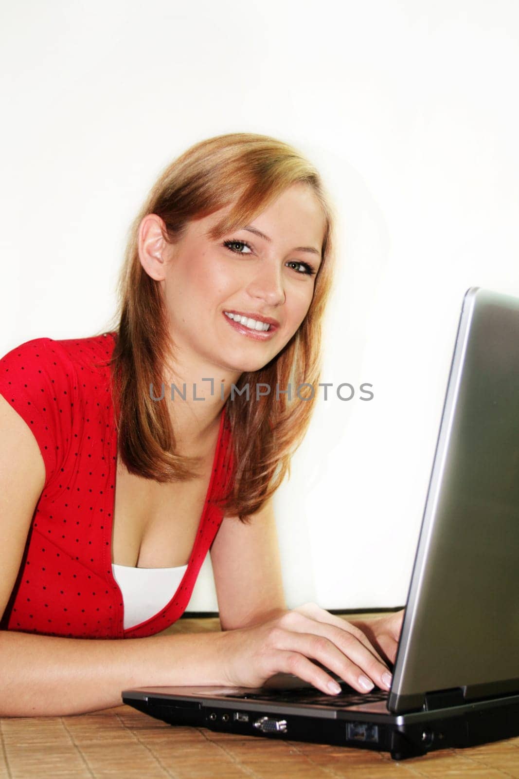 working on the laptop
