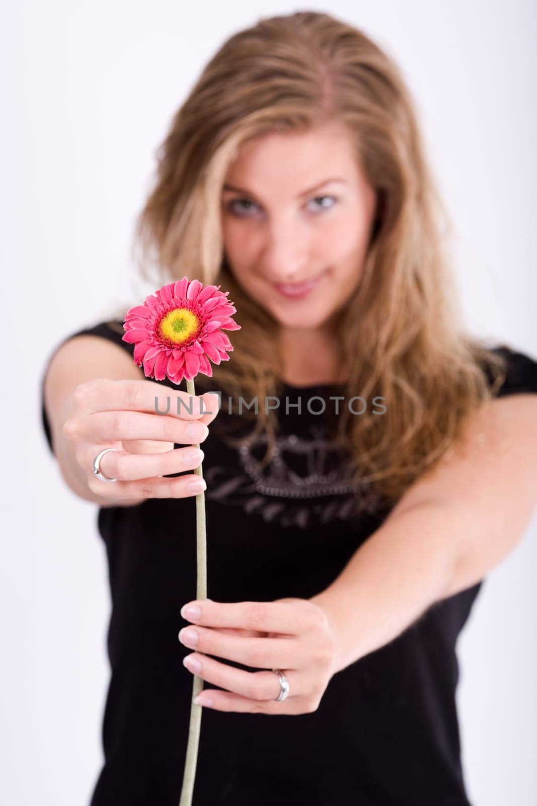 I hand over a flower