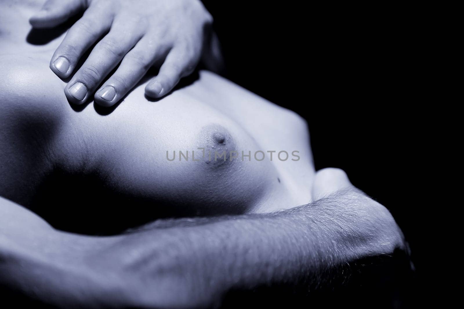 Hugging the female upper body