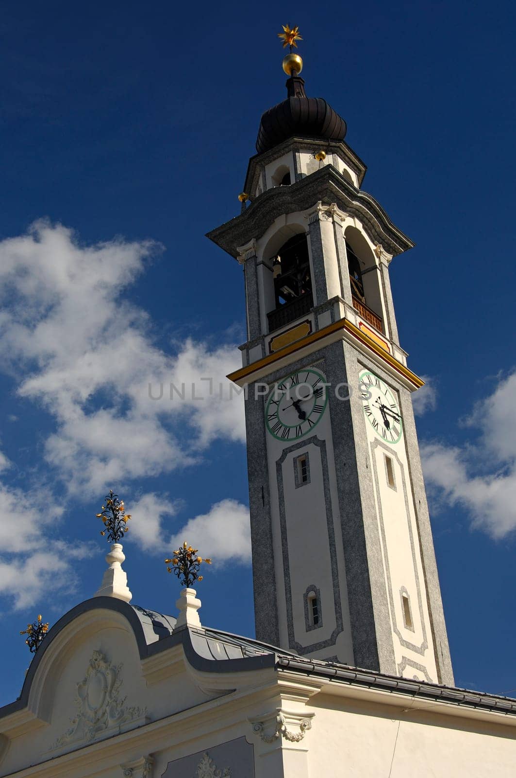 Church tower Samedan Switzerland