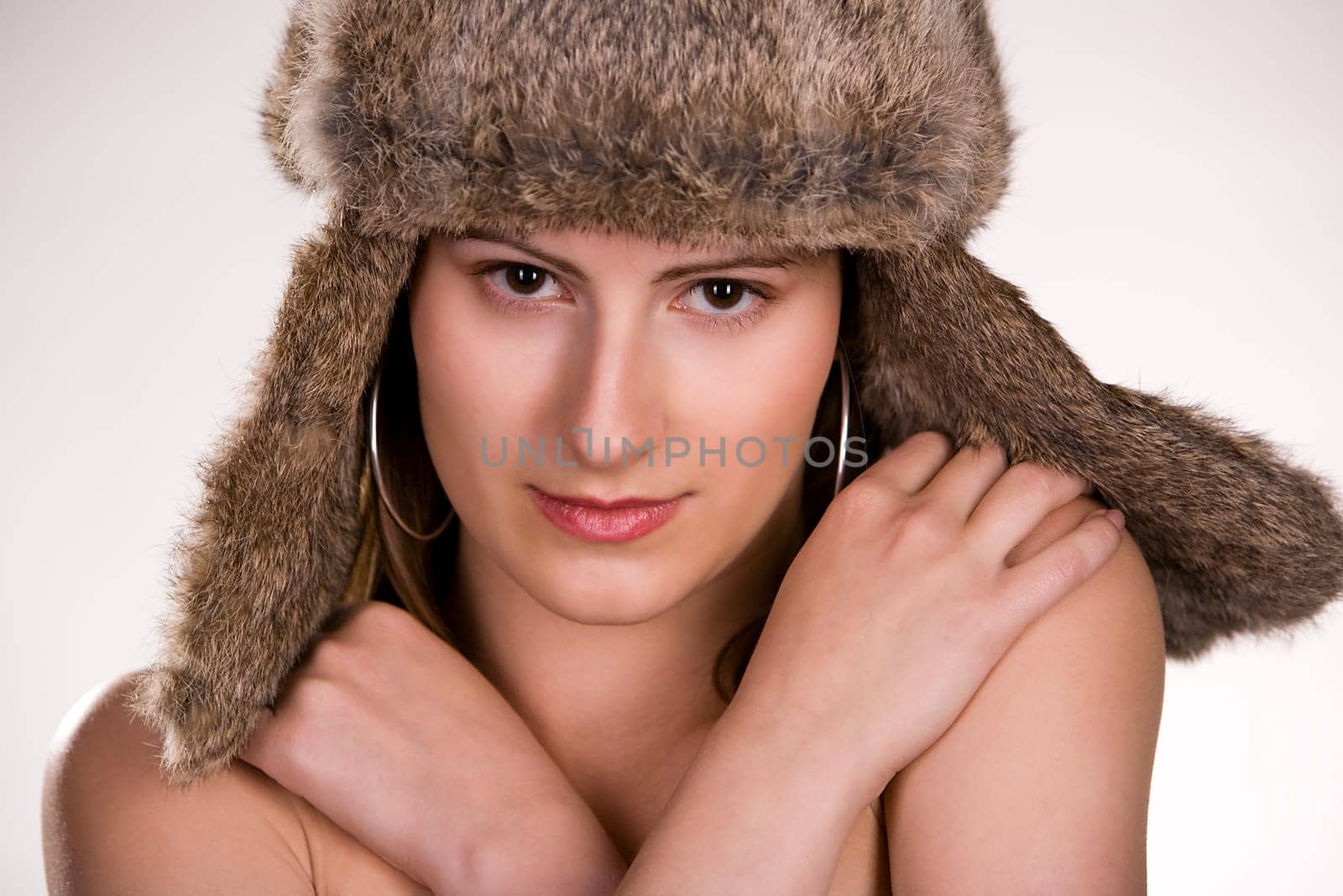 Woman with fur cap