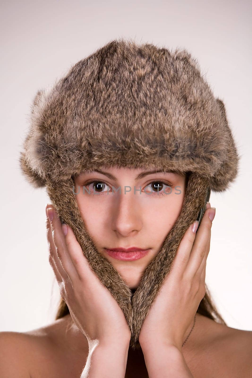 Woman with fur cap
