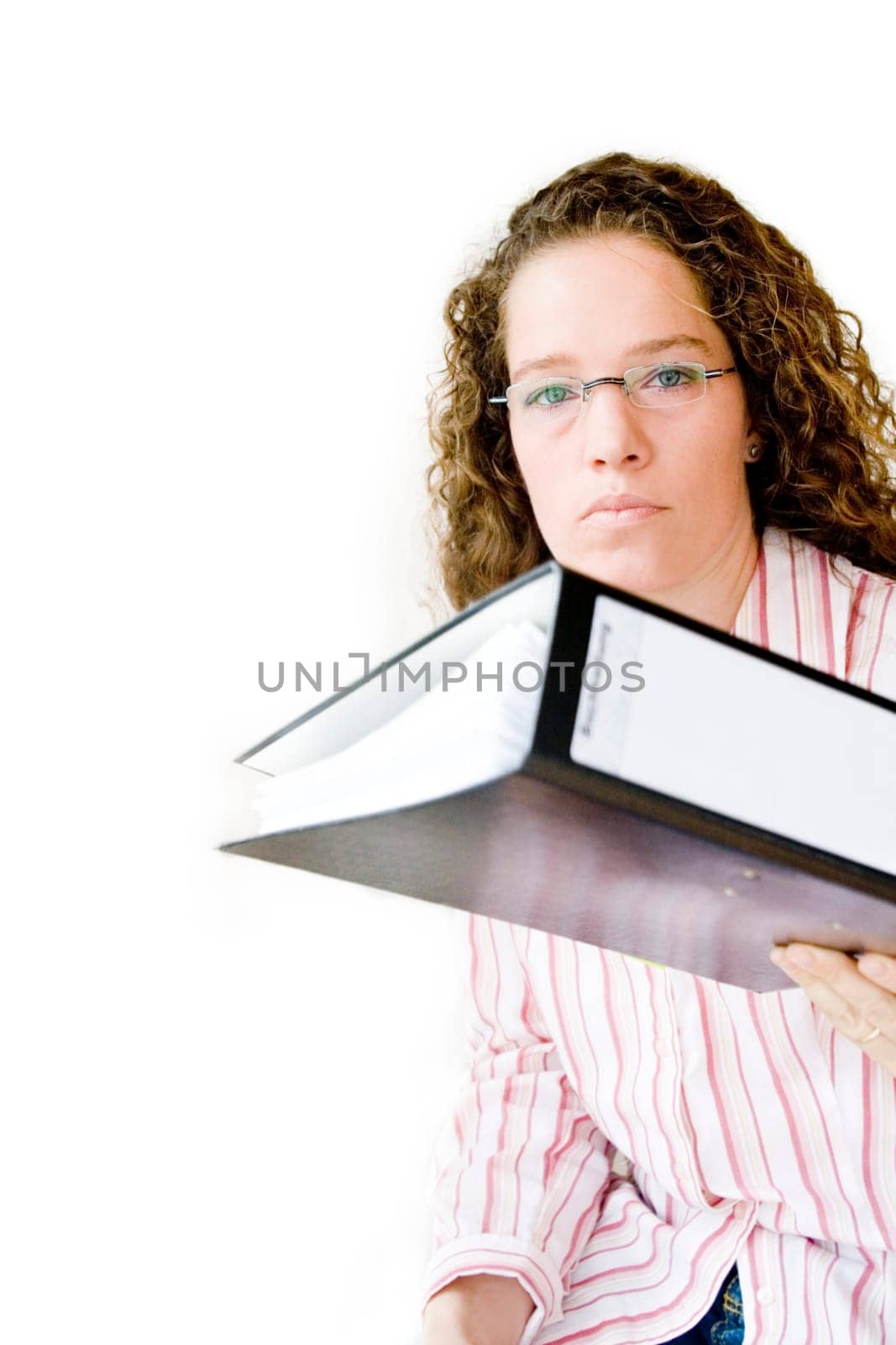 Woman hands over folder