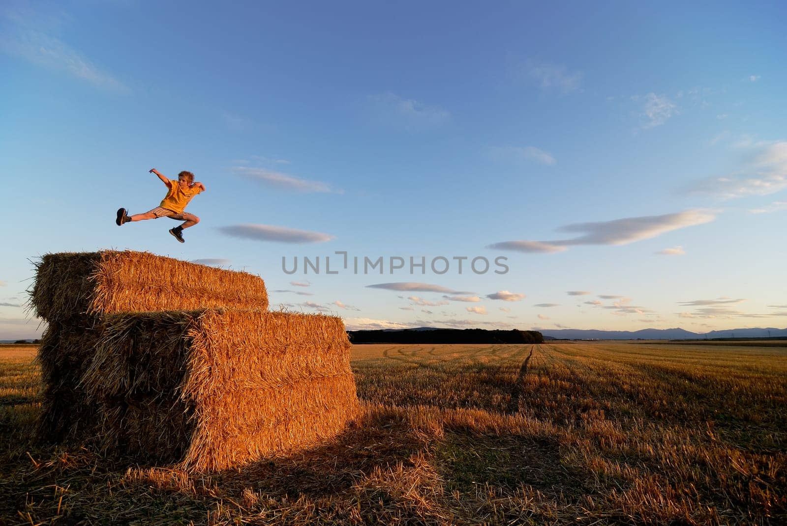 Tom on the straw bale hill