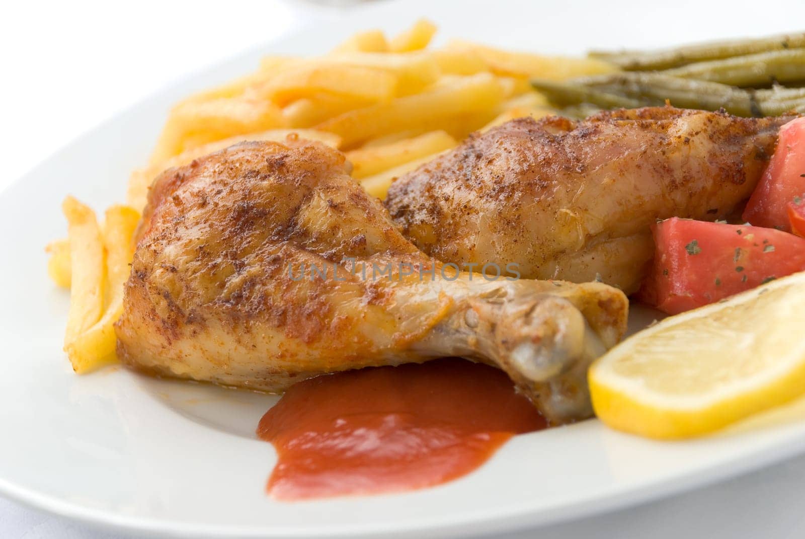 chicken leg with french fries karto
