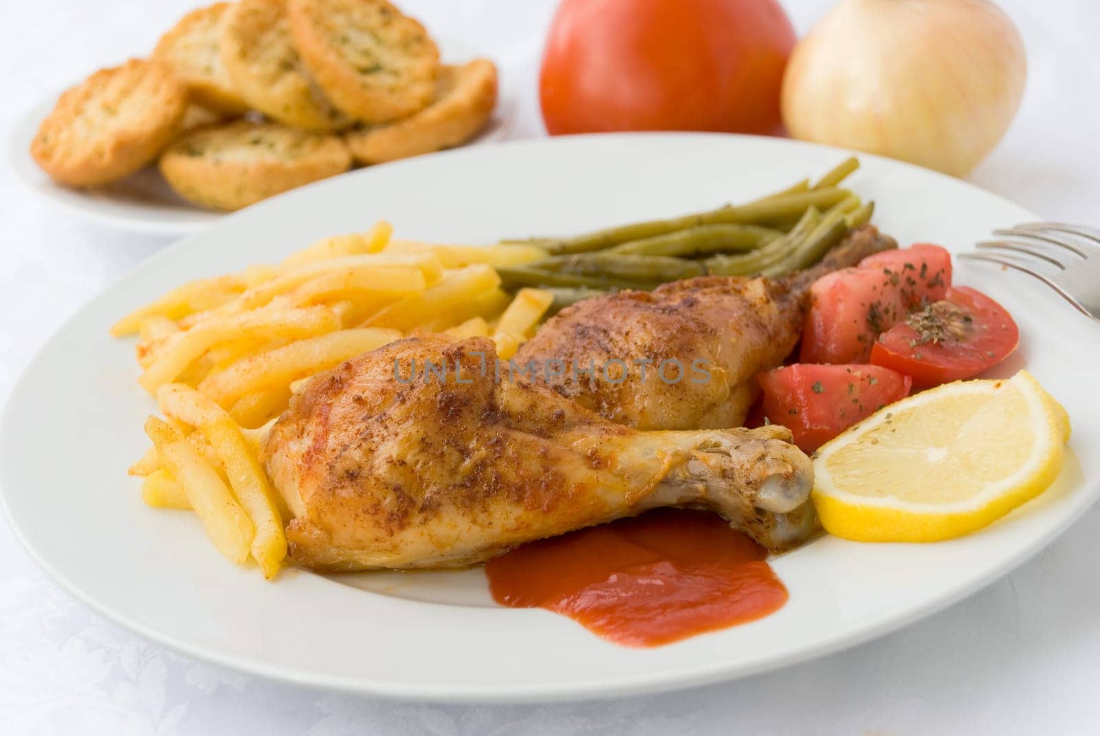 chicken leg with french fries 1