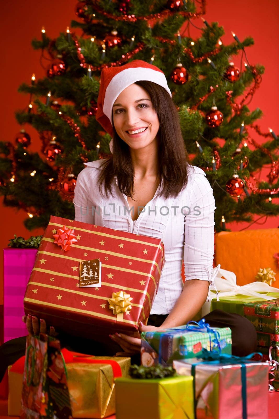 Woman with Christmas gift