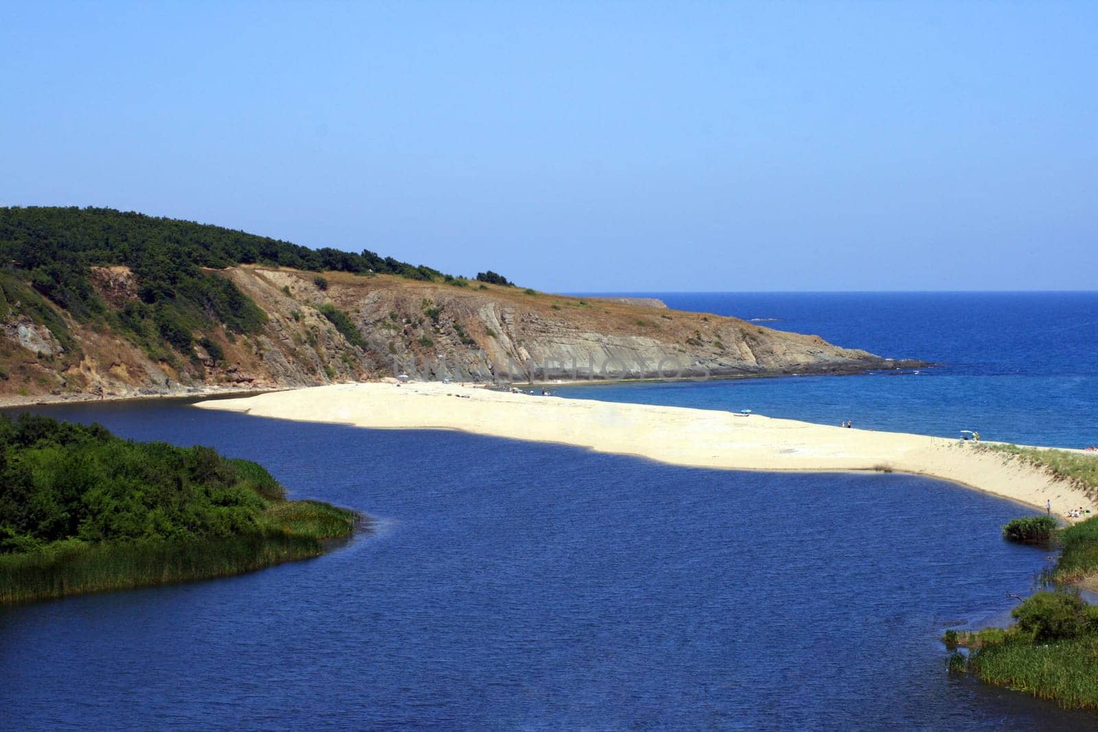 Confluence of the Veleka River with the Black Sea in Bulgaria