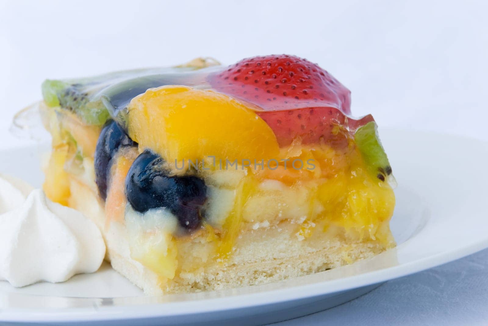 Fruit cake with various types of fruit