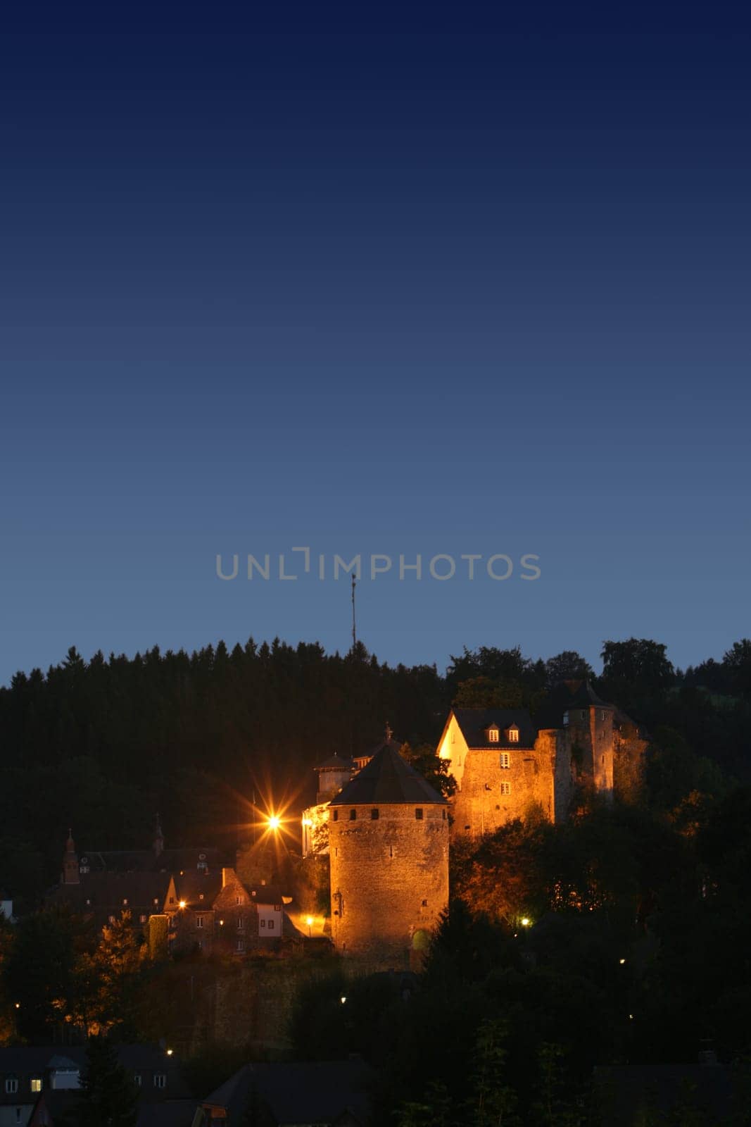 Monschau Castle at the blue hour