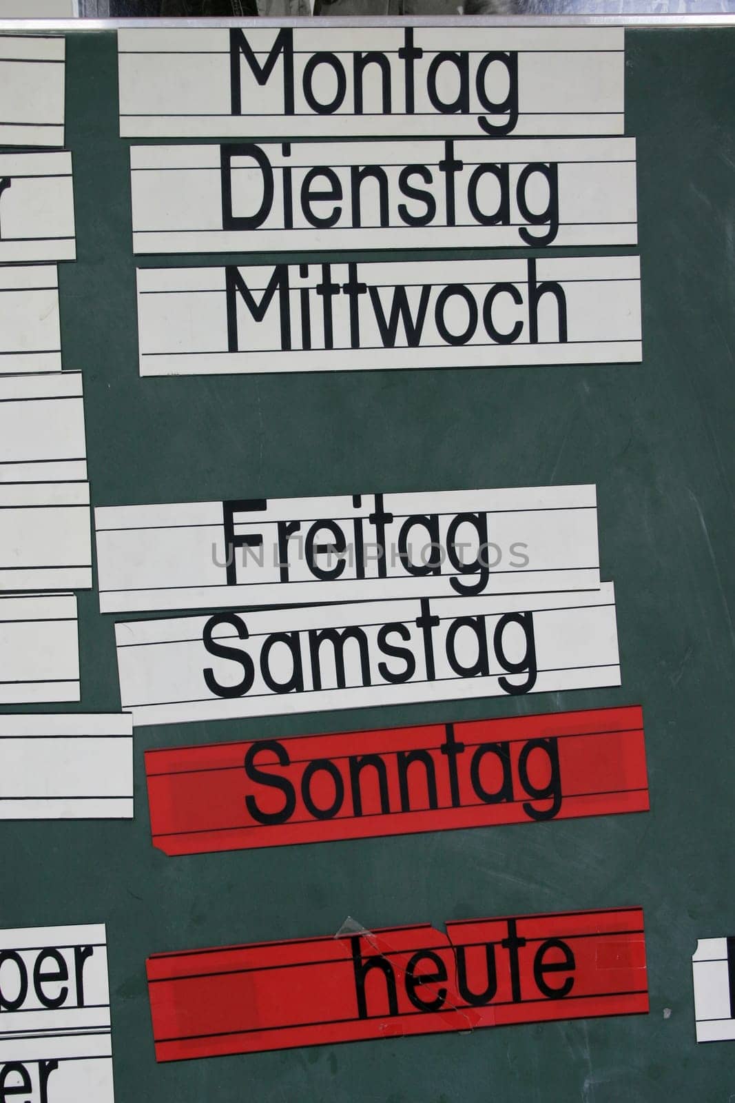 School blackboard with days of the week