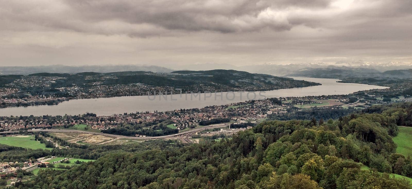 View of the Alps over Lake Zurich