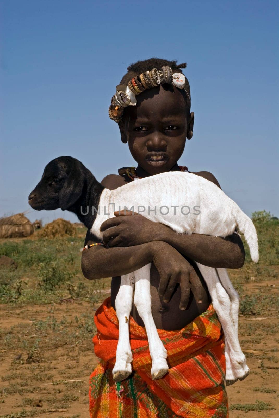 Galeb Child with Lamb,Southern Ethiopia