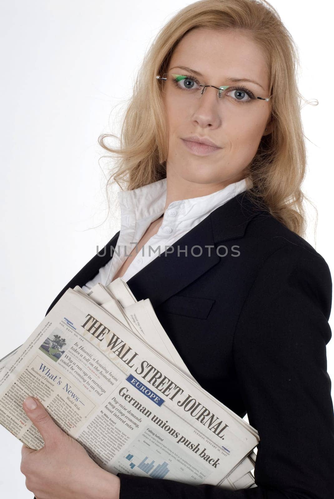 Young woman with newspaper