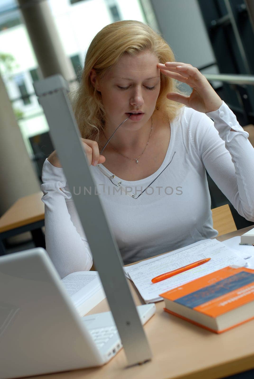 Female student studying