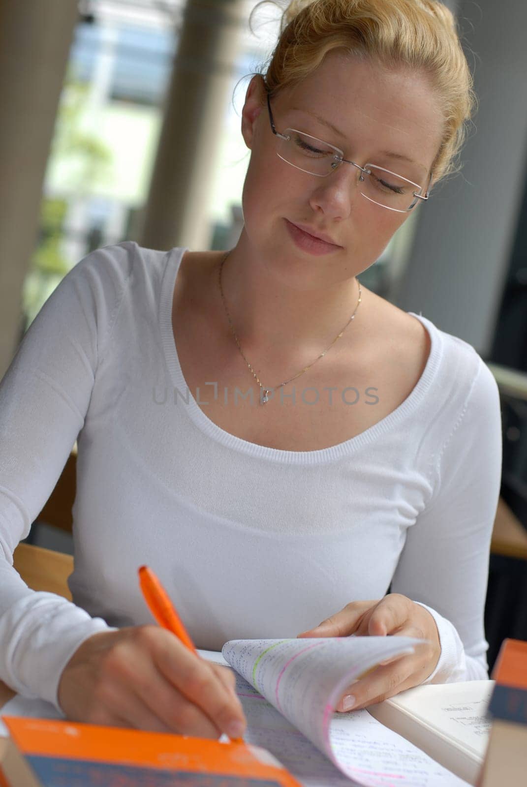 Female student studying