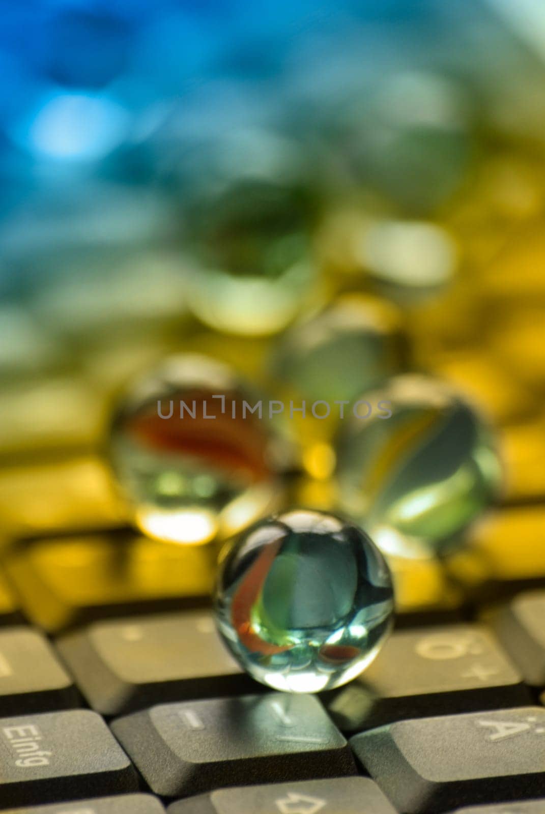 Marbles on notebook