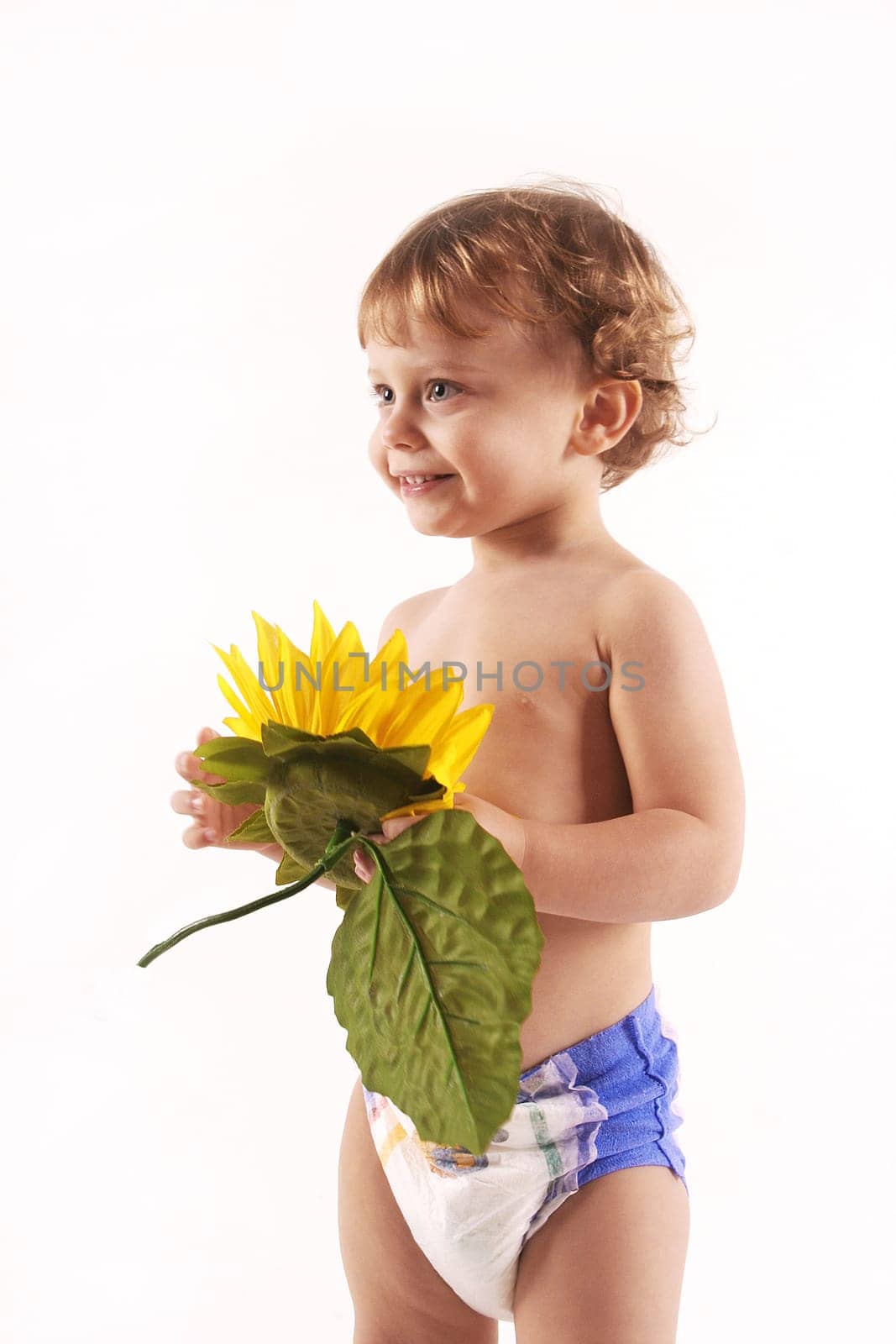 Child with sunflower