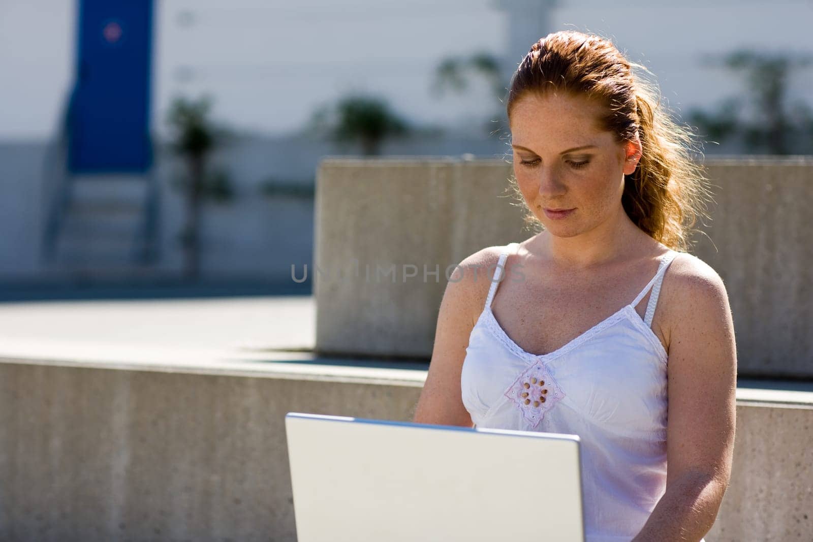 Outside at the computer