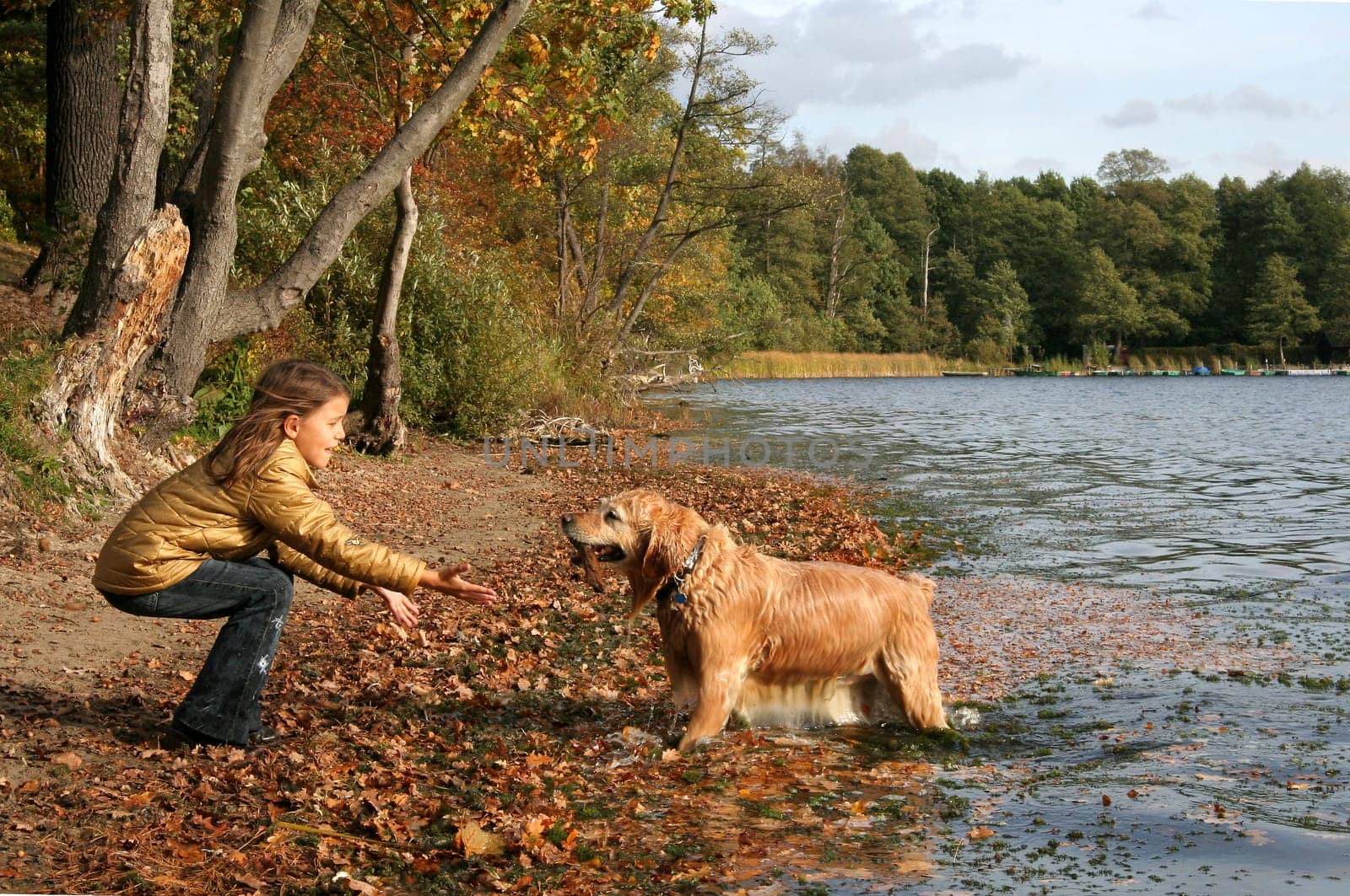 Autumn walk by the lake