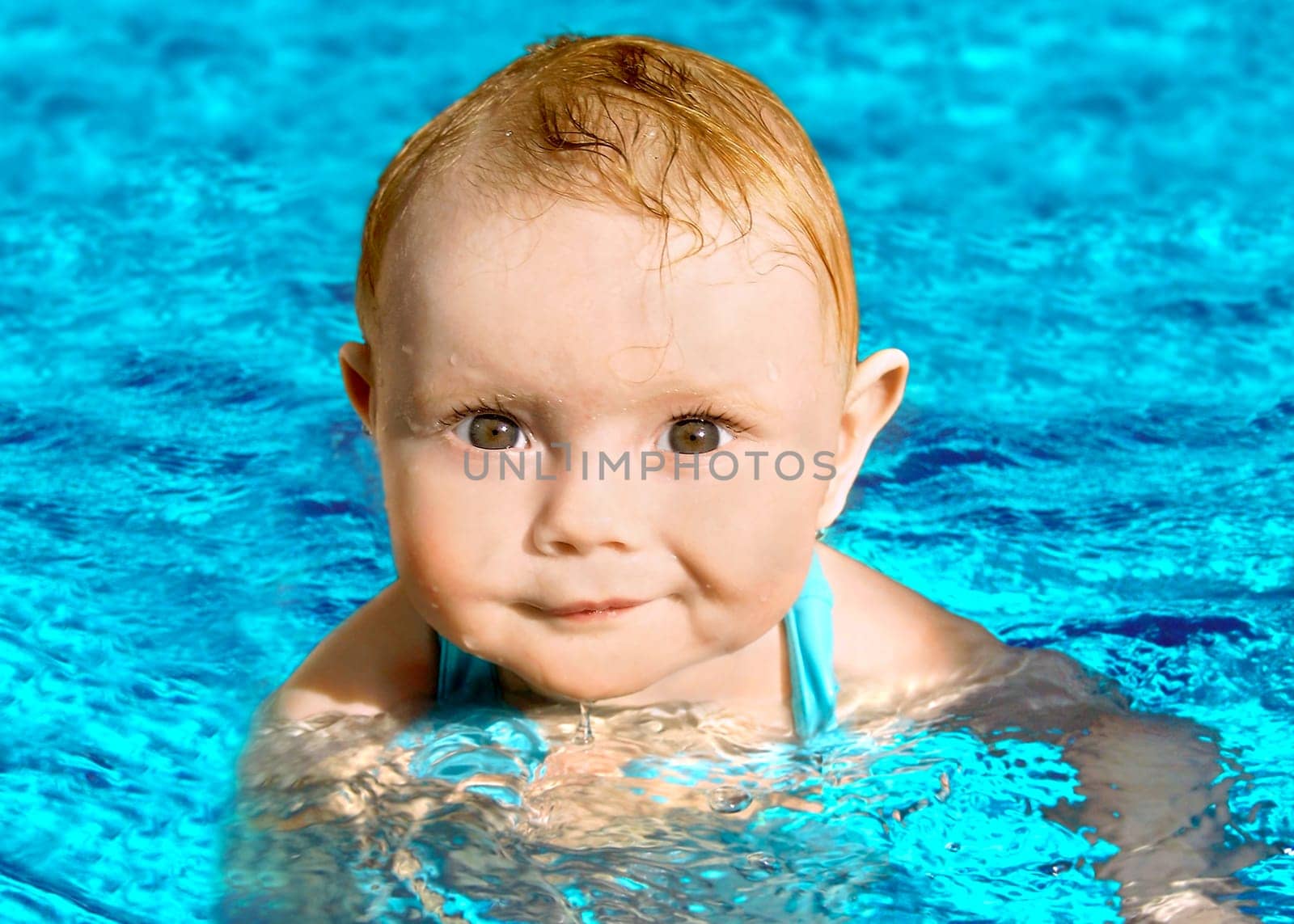 Baby swims