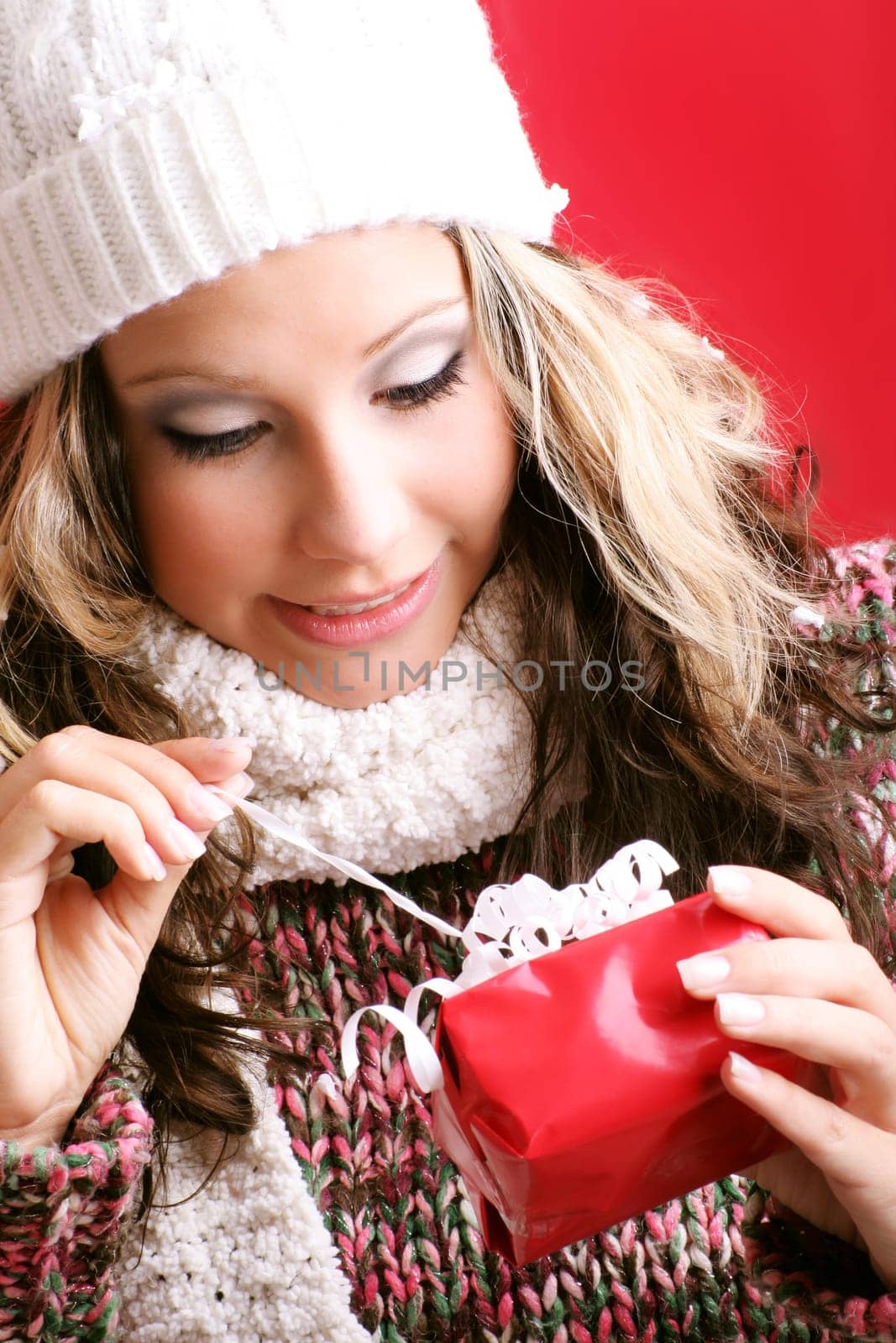 Woman at Christmas with gift