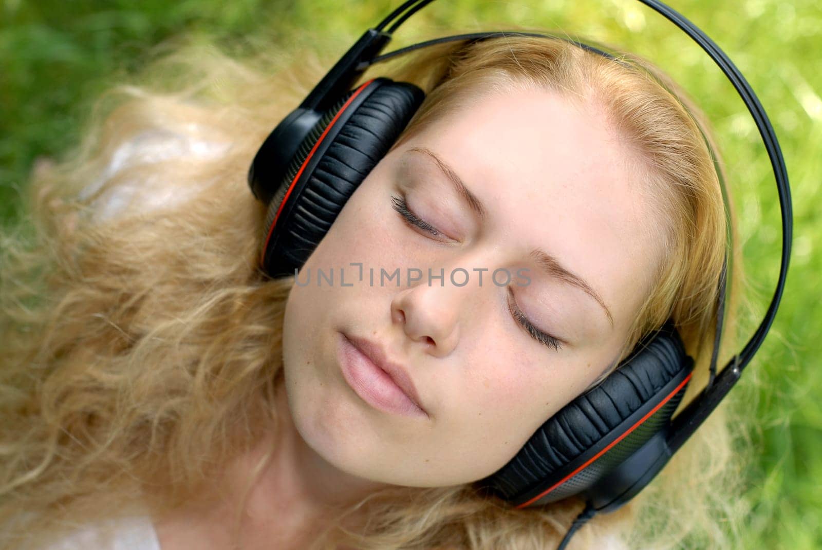 Young woman enjoying music