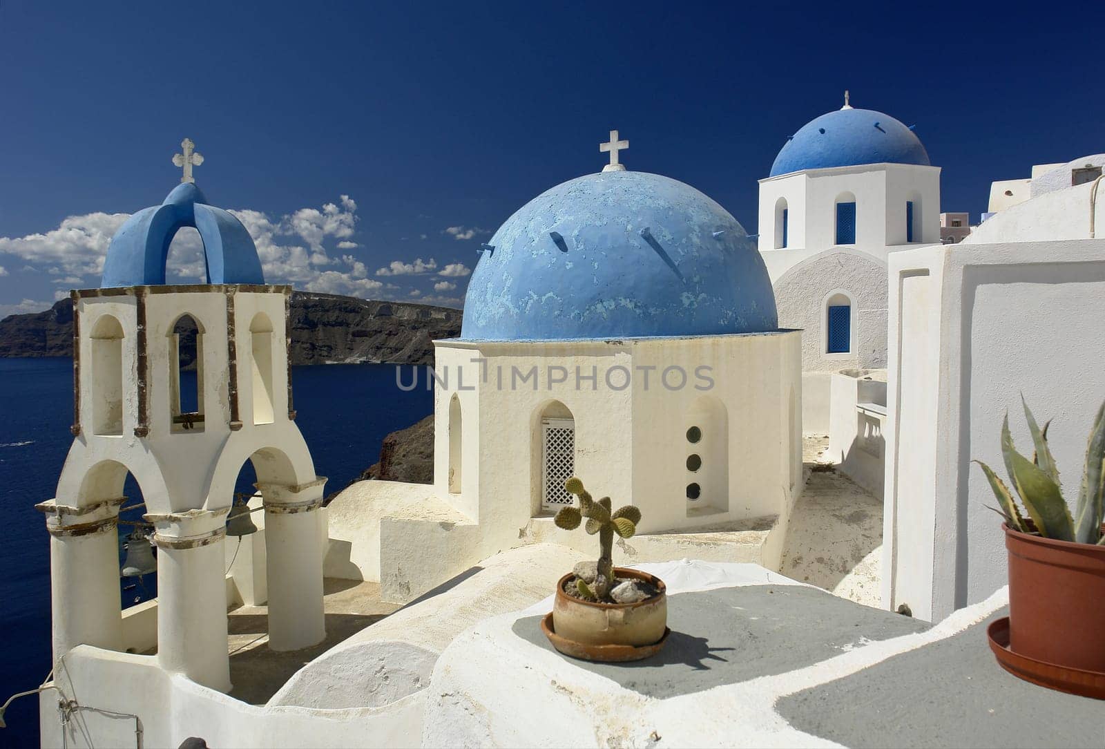 Blue domes in Santorini