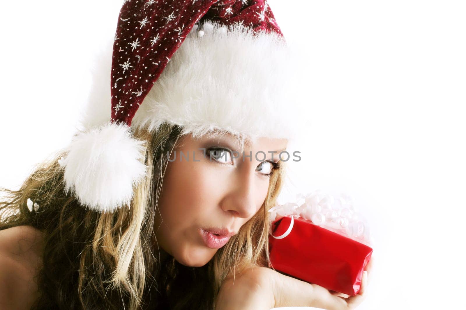 Woman at Christmas with gift