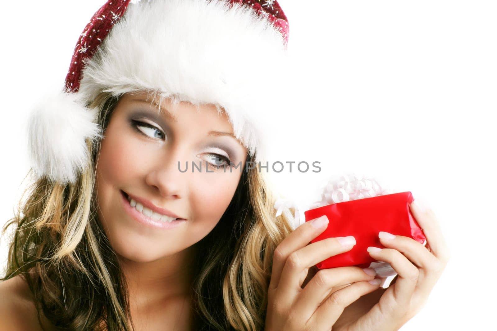 Woman at Christmas with gift