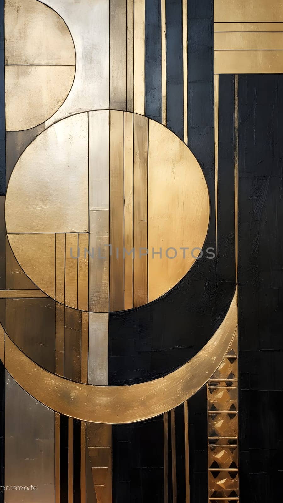 white, gold and black colored mid century art, neural network generated image by z1b