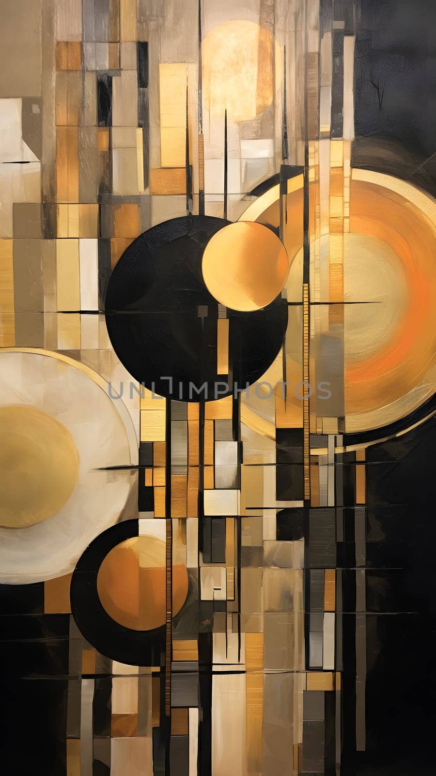 white, gold and black colored mid century art, neural network generated image by z1b