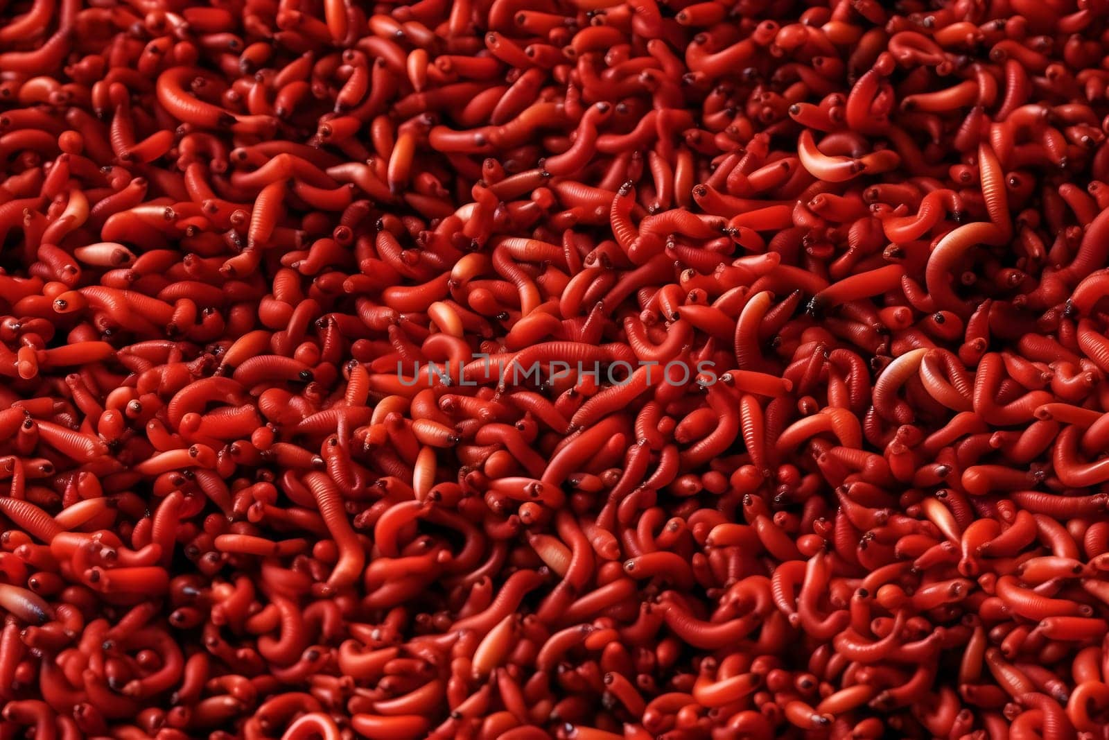 red worms full-frame background and seamless texture, neural network generated image by z1b