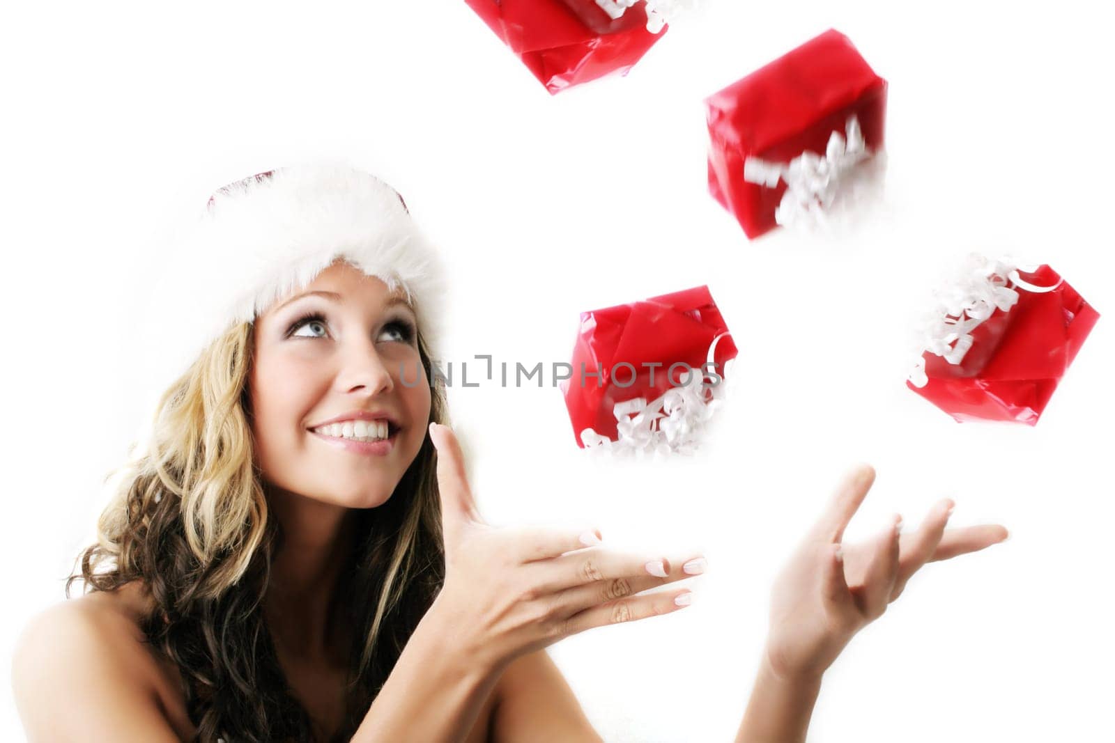 Woman at Christmas with gift